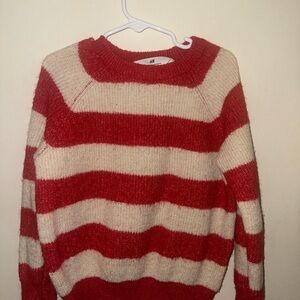 H&M Bold Red and Cream Striped Sweater